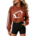 thumbnail image 3 of Game Day Sweatshirt for Women Game Day Crew Neck Top Loose Fit Tops Baggy Plain Tops Heart Graphic Comfort Hoodie Hiking Rugby Shirt Football Mom Shirt Y2K Clothes Soft Lightweight Tunic Tops Orange, 3 of 8