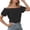 Black Shirts, variant on Women's Summer Off Shoulder Blouse With Ruffles Casual Wear Lightweight Comfortable Tops Shirt Boho Solid Color Back To School Dailywear