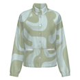 thumbnail image 5 of Jackets for Women Winter Coat Jackets Flannel Stand Collar Jacket(Abstract Green Blue Swirls Pattern,Size:S-4XL), 5 of 7