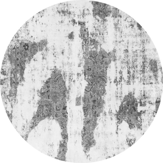 Ahgly Company Indoor Round Abstract Gray Modern Area Rugs, 4' Round