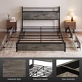 thumbnail image 5 of Zimtown Queen Bed Frame with 2-Tier Storage Headboard, Metal Platform Bed Frame with 4 Storage Drawers, Built in Charging Station & LED, Gray, 5 of 10