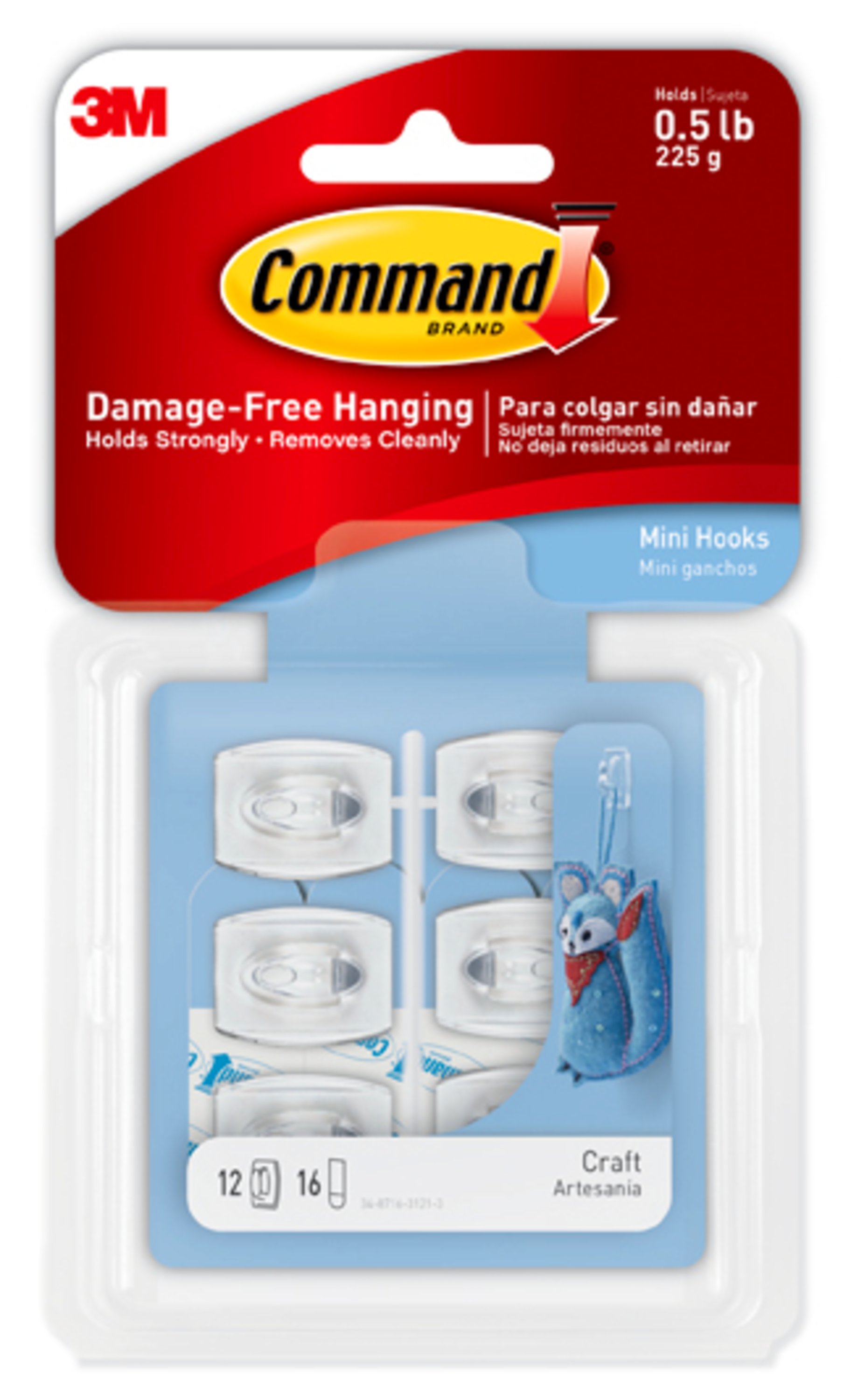 Command DamageFree Mini Hooks, Clear, Holds .5 lbs, 12 Hooks Walmart