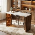 thumbnail image 3 of Modern 55 Inch Counter Height Bar Table - Rectangular Extra Thick Faux Marble Top - Sturdy T-Shaped Legs - Dining Table for 4-6 for Kitchen, Dining Room, Balcony, or Living Room - Vintage Walnut, 3 of 8