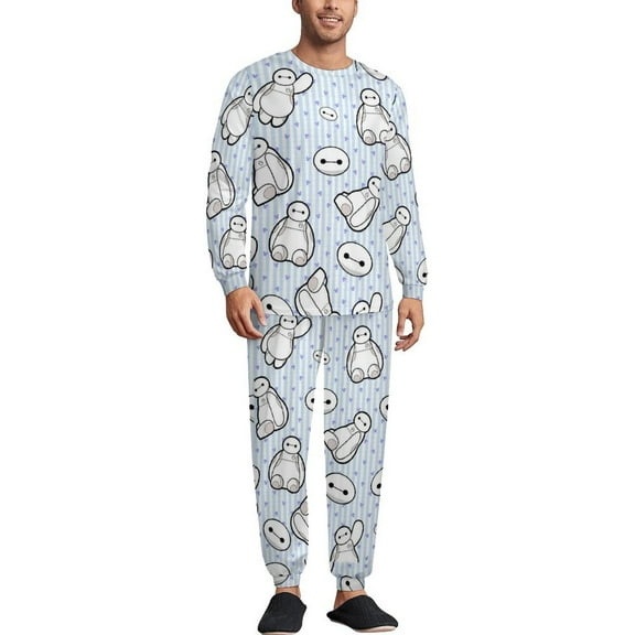 Big Hero 6 Mens Pajamas Set Long Sleeve Sleepwear Nightwear Pjs Lounge Pajama Sets For Men Pjs Sets Loungewear Sweatshirt and Pants Comfortable Sleepwear