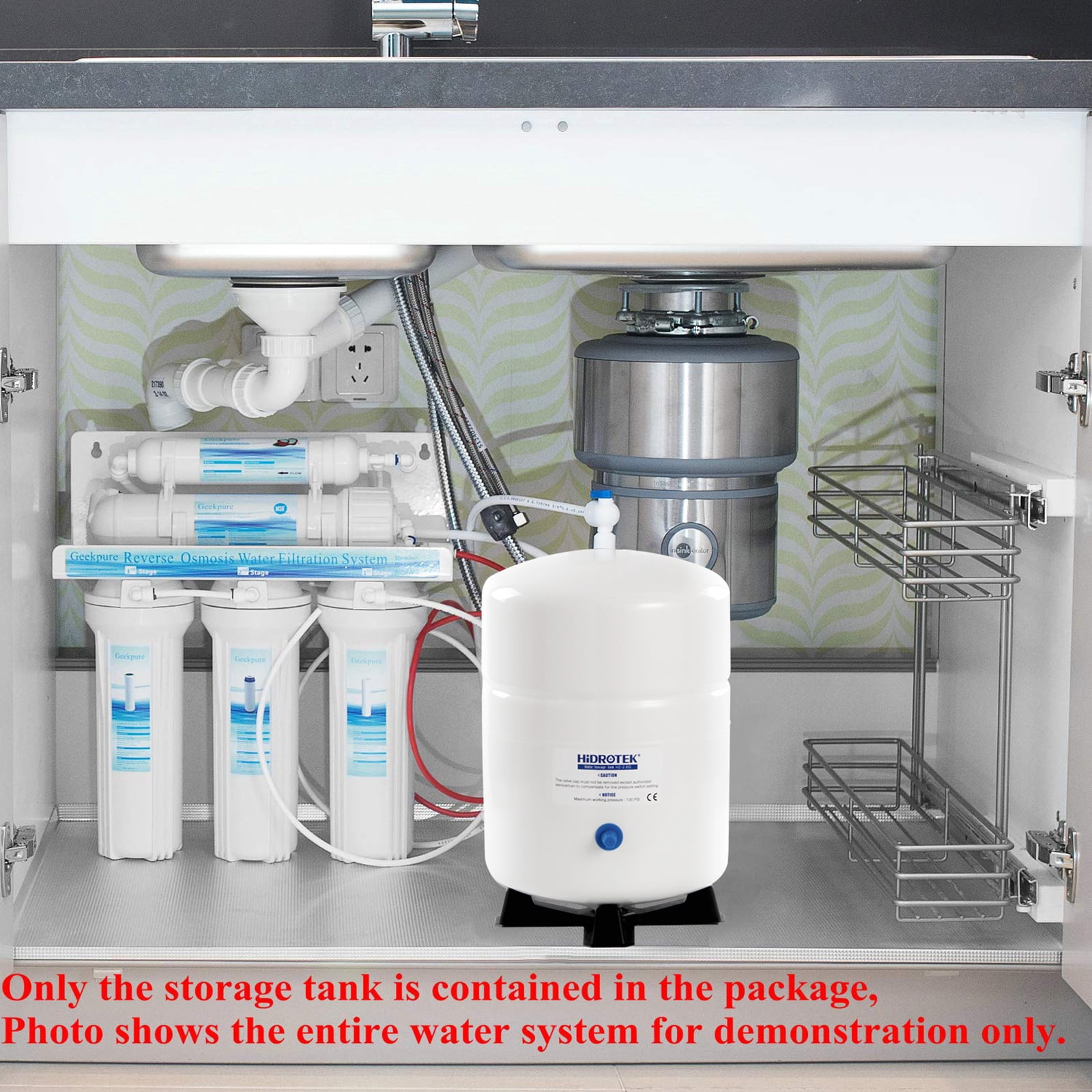 HIDROTEK  2.8 Gallon RO Water Storage Tank for Reverse Osmosis Water Filtration Systems -NSF Certificated-1/4"