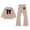 j101-Khaki, variant on LIIPEE Girls Casual Outfits 2 Piece Bowknot Print Long Sleeve Sweatshirts Flared Pants Kids Autumn Cute Comfortable Everyday Outfit Sets,9-10 Years
