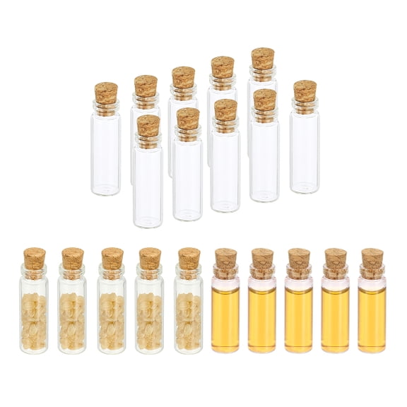 2ml Tiny Glass Bottles Vials, 20Pcs Mini Clear Bottles Glass Empty Jars with Cork Stoppers Tiny Vials Container for Powder Cream Art