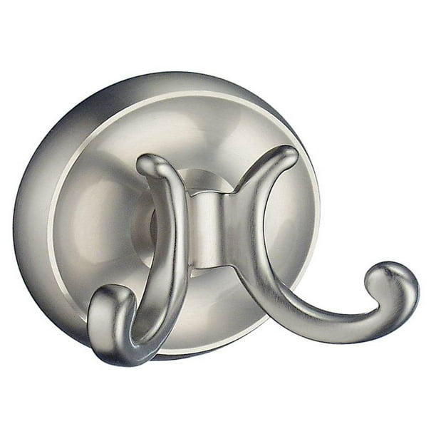 Double Towel Hook in Brushed Nickel Finish