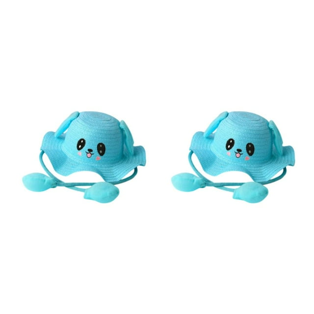 Dalazy Stylish And Eco-friendly Children S Rabbit Straw Hat For Outdoor Fun Children's Rabbit Straw Hats sky blue (52-54cm) 2Set