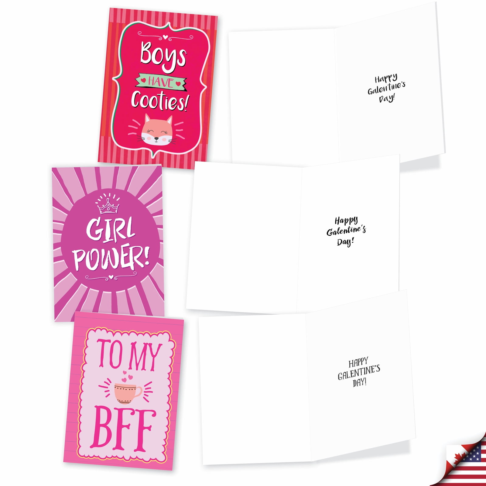 NobleWorks 20 Assorted Box Set Funny Galentine's Day Greeting Cards w/5 x 7 Inch Envelopes (10 Designs, 2 Each) Be My Galentine AC3355GAG-B2x10