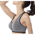 thumbnail image 3 of BIMEI Women's Mastectomy Zip Front Sports Bra Plus Size Yoga Wireless Post-Surgery Bra Gray M, 3 of 5