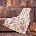 thumbnail image 6 of Hummingbird Garden Flowers And Wings Dreamy Botanical Style Bird Lovers Blooming Garden Bird Motif Warm Flannel Blanket, Mother's Day Gift for Sunroom and Bedroom Home Decor, 6 of 9