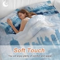 thumbnail image 4 of Abstract Urban Silhouette Duvet Cover Set Twin Size, Retro Blue Building 4 Piece Soft Microfiber Bedding Set with 1 Duvet Cover, 1 Flat Sheet, 2 Pillowcases, 4 of 9