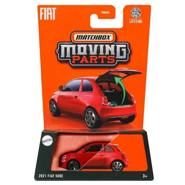 Piezas móviles Matchbox para vehículos de juguete Fiat 500E 2021, escala 1:64