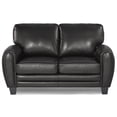 thumbnail image 6 of Transitional Living Room 2pc Sofa Set Black Faux Leather Sofa Loveseat Solid Wood Plywood Furniture, 6 of 7