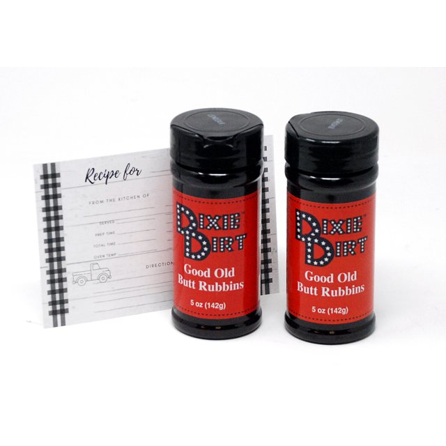 Dixie Dirt Good Old Butt Rubbins Alabama All Purpose Meat Seasoning Pack of 2 Bundle with Recipe