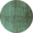 thumbnail image 1 of Ahgly Company Machine Washable Indoor Round Oriental Turquoise Blue Industrial Area Rugs, 6' Round, 1 of 4