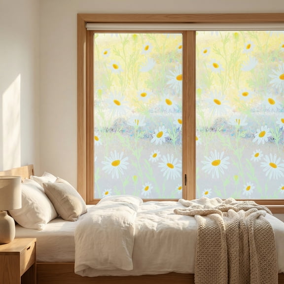 Unique Bargains Static Cling Floral 3D Prism Window Privacy Film White 39.4" x 23.6"