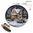 thumbnail image 1 of Christmas Decorations Outdoor Hangs Christmas Embroidery Craft Kits ，Hand Christmas DIY Embroidery Patterns Stamped Kit Adults Kids Beginners Stamped Embroidery Kit 。 (Warm Christmas B), 1 of 7