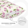 thumbnail image 3 of Rateoe Tulips Flowers Pattern Pillow Covers with Invisible Zipper(Pillows are not Included) Standard Pillowcases-20"x30", 3 of 6