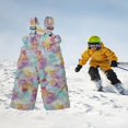 thumbnail image 1 of Kid Autumn Winter Ski Pants Solid Color Tie Dye Print Zipper Suspender Pants, 1 of 6