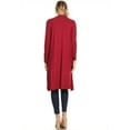 thumbnail image 4 of MOA COLLECTION Women's Solid Casual Loose Fit Long Sleeve Pocket Open Front Duster Cardigan, 4 of 5