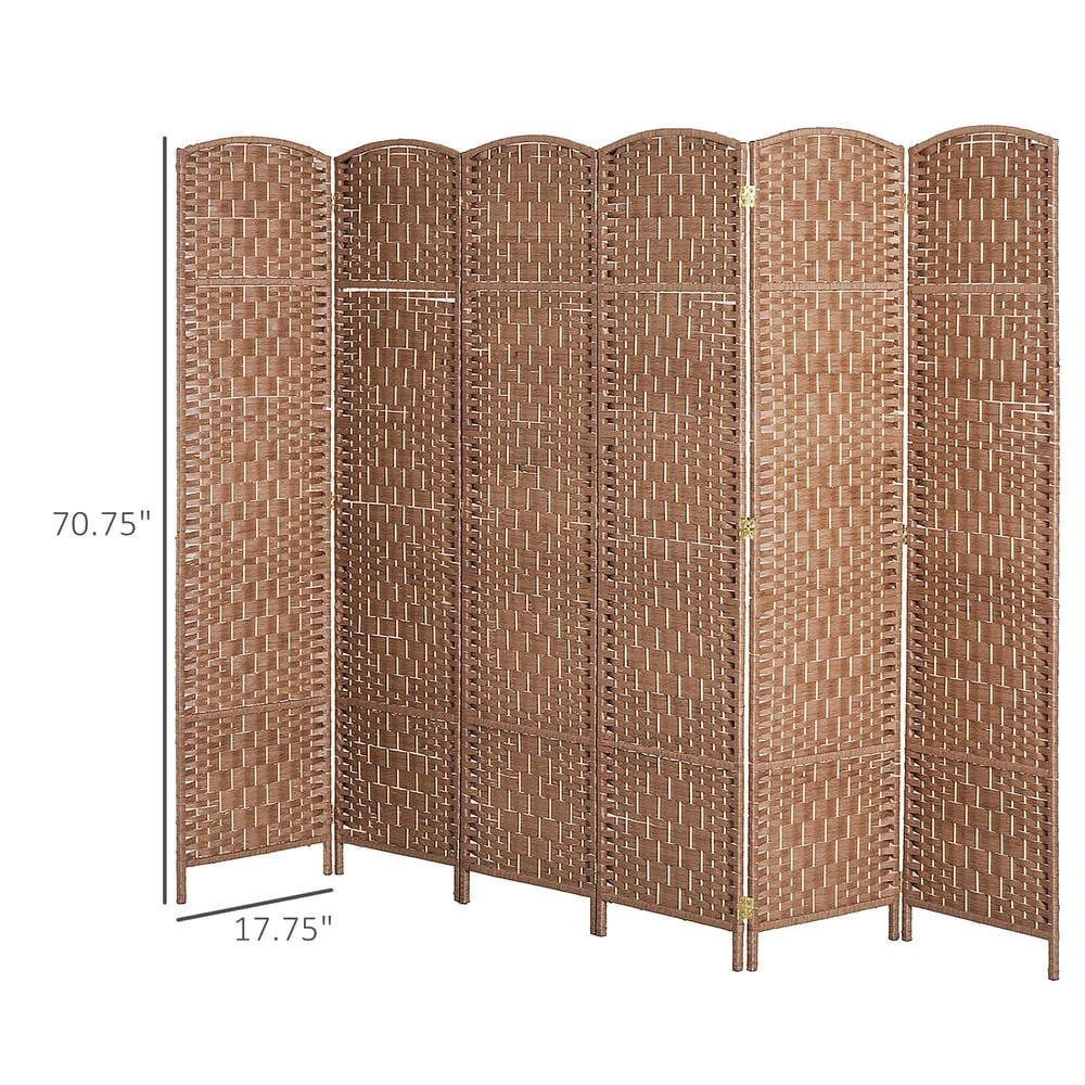 Resenkos 6FT 6-Panel Wicker Folding Room Divider, Natural