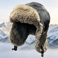 thumbnail image 5 of YUANxueke Trapper Hat for Men Winter Warm Suede Fuzzy Russian Ushanka Trooper Aviator Hats with Ear Flaps, 5 of 5