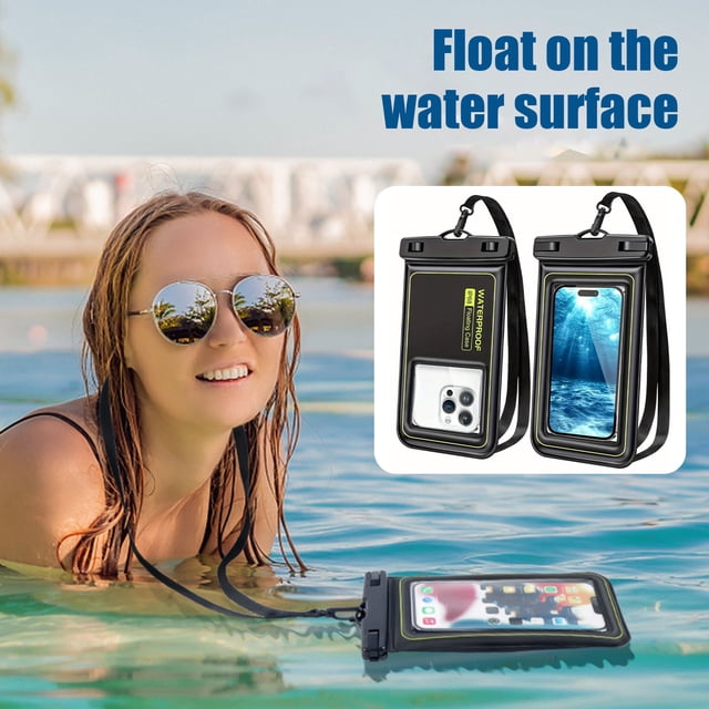 Floating Waterproof Phone Pouch Clear Underwater Cellphone Case Universal Dry Bag with Neck Lanyard for Beach Swimming Pool Diving Rafting Surfing