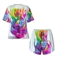 thumbnail image 4 of Lsque Colorful Glitter Dagon Fruit Women's Short-Sleeved Pajama Set - 2 Piece Soft and Lightweight Sleepwear Set-4X-Large, 4 of 9
