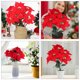 thumbnail image 2 of 4 Uds flores artificiales de Poinsettia flores de tacto Real ramos de Poinsettia con hojas, 2 of 7