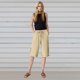 thumbnail image 4 of Pantalones de la Cintura Elástica de las Mujeres Medio Pantalones Cortos Botones de la Cintura Elástica de Verano Lino Bolsillos Pantalones, Lino de Algodón, 4 of 7