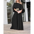 thumbnail image 4 of CHICME Womens Outfit Sets Skew Neck Lantern Sleeve Loose Tops and Zipper Fly Wide Leg Pants Two Piece Sets for Women Black-XL, 4 of 9