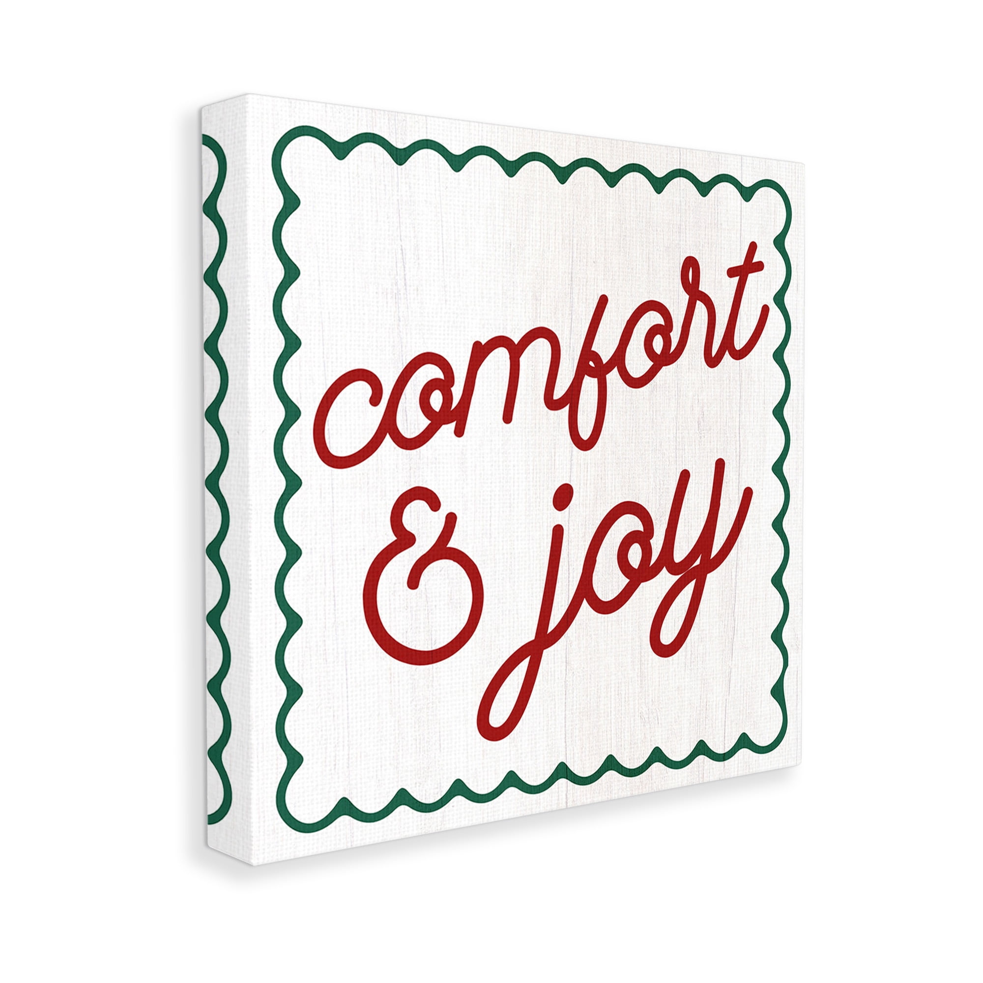 Stupell Industries Comfort & Joy Phrase Holiday Painting Gallery Wrapped Canvas Art Print Wall Art, 24 x 24