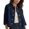 thumbnail image 6 of Kaemgyyd Womens Button Down Shirts 3/4 Sleeve Casual Crop Tops Cotton Linen Blouses Lightweight Lapel Spring Fall Overshirt, 6 of 7