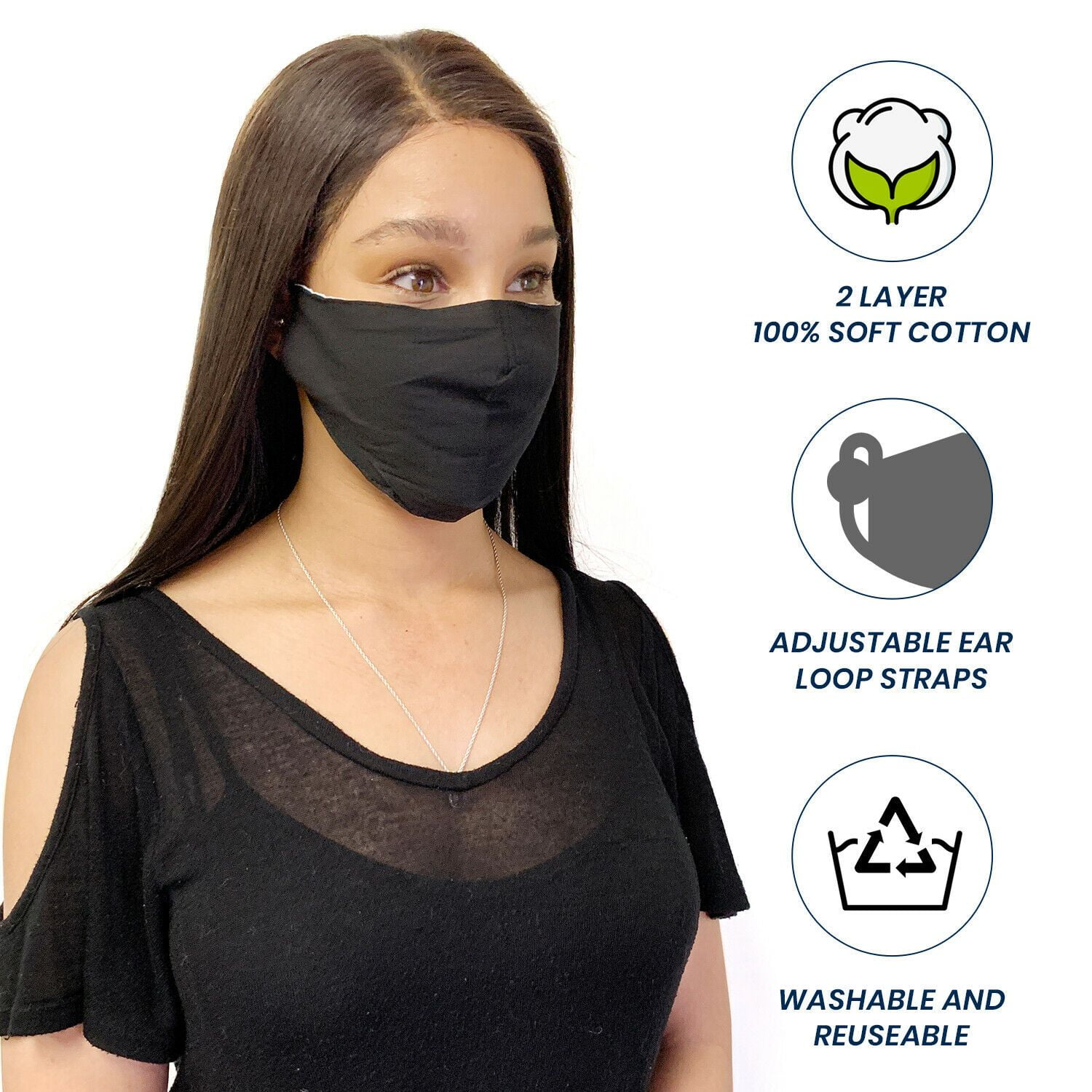 Cotton Face Mask Cloth Masks Pack for Mouth Nose Washable Reusable