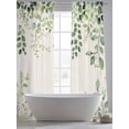 thumbnail image 6 of Sheer Curtain Panels Ombre Green Eucalyptus Leaf Voile Window Curtains Vintage Branch Plant Window Treatments Ligh Filtering Privacy Curtain Drapes for Bedroom Living Room 2 Panel Set 84 Inch, 6 of 9