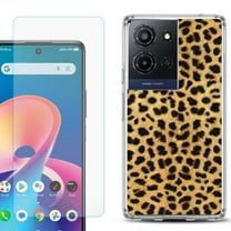 Phone Case for TCL K33 5G, with Screen Protector, by OneToughShield - Cheetah Gold/Black