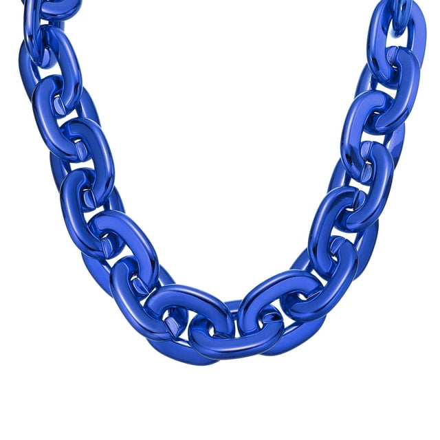 Plastic Chain Necklace, 39 Inch Hip Hop Rapper Chunky Chain Fake Thick Gold Chains Jewelry Party Costume Necklace Accessory for Men Women (Blue)