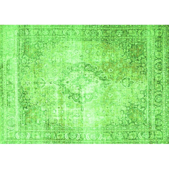 Ahgly Company Indoor Rectangle Persian Green Traditional Area Rugs, 2' x 5'