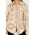 thumbnail image 3 of Fornia Women's Southwestern Print Polar Fleece Shacket - GRP2-TRB-TAN   US, 3 of 4