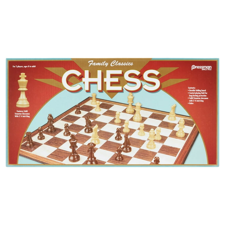 Family Classics Chess by Pressman - with Folding Board and Full Size Chess  Pieces