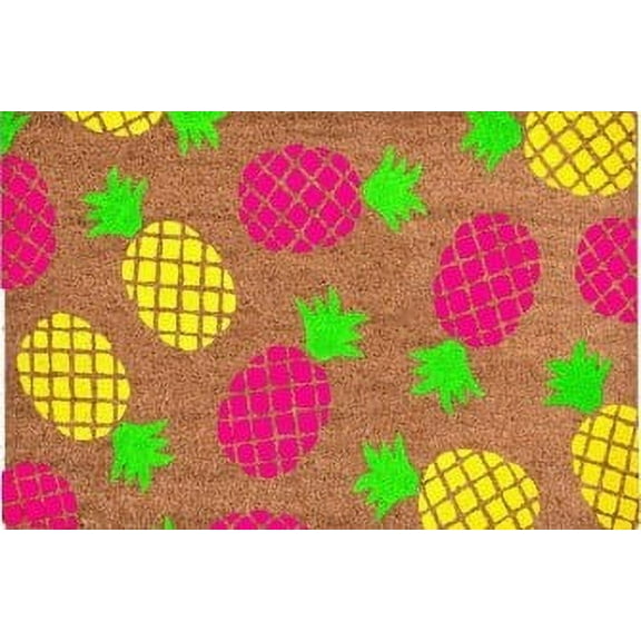 Begzeat Summer Decorative Doormat,Tropical Pineapple Mat, Natural Coir Fiber Doormat, Perfect for any Entryway, Anti-Slip Mat Backing 16*24Inches