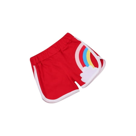 

Canrulo Toddler Kids Baby Boy Girl Elastic Waist Rainbow Shorts Bottom Active Wear Red 3-4 Years