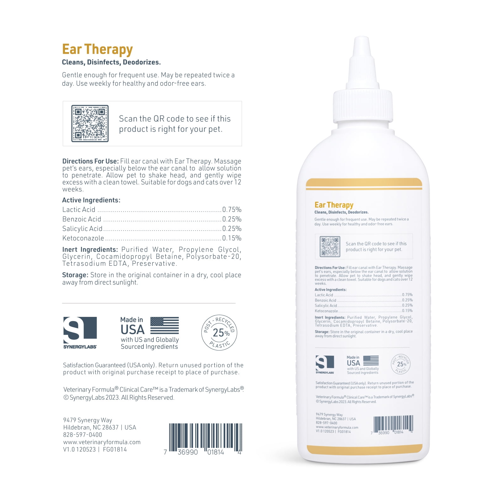 Veterinary Formula Clinical Care Ear Therapy Dog & Cat Ear Cleaner, 8 fl oz Bottle
