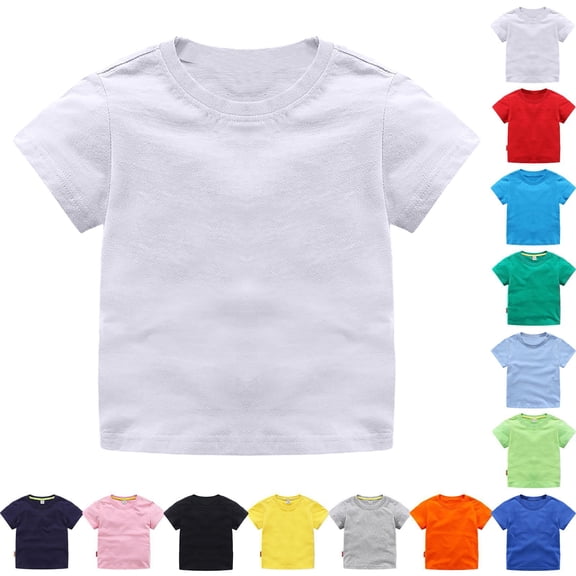RTKFRFLM Unisex Kids' Basic Solid Color T-Shirt Versatile Short Sleeve Casual Tee for Boys and Girls Soft Cotton Summer Top for School Uniforms Layering or DIY Craft Projects Size 4-16
