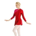 thumbnail image 3 of Haitryli Women's Lyrical Dance Costume Long Sleeve Mesh Figure Skating Dress Backless Ballet Dance Red XL, 3 of 7