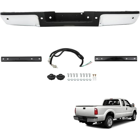 LABLT Rear Step Bumper Steel Chrome with Parking Sensor Hole Replacement for 2008-2016 F-250 F-350 F-450 Super Duty