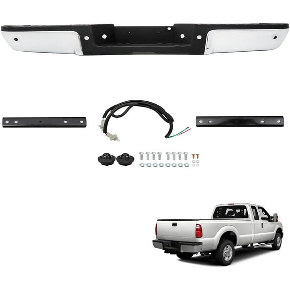 LABLT Rear Step Bumper Steel Chrome with Parking Sensor Hole Replacement for 2008-2016 F-250 F-350 F-450 Super Duty