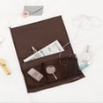 thumbnail image 5 of Organizador para mesita de noche marrón, 4 bolsillos, para cama o sofá, bolsa de almacenamiento colgante, estuche para libros, teléfono, anteojos, control remoto, 5 of 5